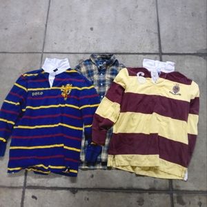 Polo Ralph Lauren lot Bundle three Rugby Plaid Shirts